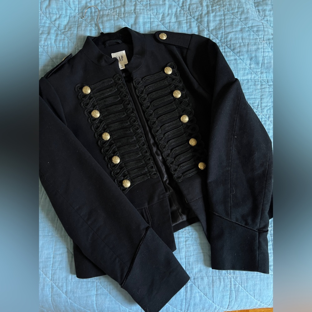 GAP Black Military Style Blazer with Gold Buttons